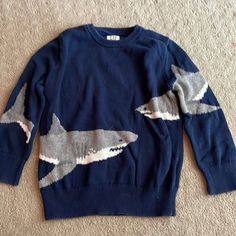 Cute Shark Clothes, Shark Shirt Aesthetic, Shark Core Outfits, Shark Things To Buy, Sharkcore Outfits, Silly Sweaters, Oceancore Outfit, Shark Pjs, Ocean Sweater