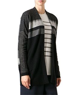 Vince Variegated Stripe Oversized Cardigan Top Wool/Cashmere Black/Gray XS Blackfriday Thanksgiving sale USA Oversized Cardigan, Cardigan Top, Sweater Design, Black Gray, Rib Knit, Cool Style, Black And Grey, Knitwear