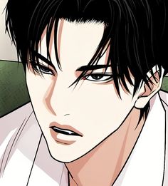 an anime character with black hair and white shirt