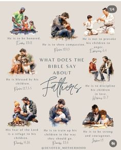 a poster with the words what does the bible say about fathers?