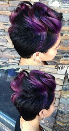 Purple dyed pixie hair cut (That is so not a pixie cut at all, but I love the color!) Sapphire Makeup, Pixie Hair, Hair Creations, Long Pixie, Funky Hairstyles, Hair Affair, Haircut And Color, Hair Color And Cut, Short Haircut