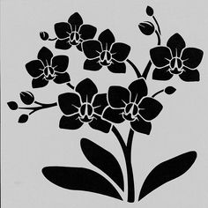 a black and white drawing of flowers on a light gray background with the words,'orchids'written below it