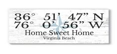 a wooden sign that says, home sweet home with the words virginia beach on it