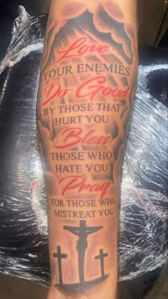 Red Ink Tattoos Meaningful, Women Tattoo Quotes Ideas, Real Life Tattoos For Men, Tattoos About Family For Men, Bible Tattoo Ideas For Men, Pisces Tattoos Men, Bible Verse Leg Tattoos For Men, No Love Tattoo Men, Family Over Everything Tattoo Men