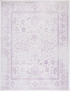 a purple and white rug with an ornate border