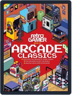 the cover of retro gamer magazine featuring arcade classics and video game machines on display