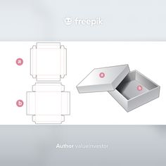 an open box is shown with instructions for how to fold the lid and insert it