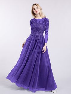 Long Sleeve Purple Dress, Prom Dress With Lace, Dark Purple Dresses, Modest Evening Dress, Purple Wedding Dress, Bridesmaids Dress Inspiration, Prom Dress Plus Size, Long Sleeves Dress, Purple Bridesmaid Dresses