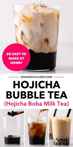 how to make houcha bubble tea