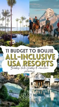 the cover of an all - in - inclusive usa resort brochure is shown