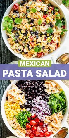 mexican pasta salad with black beans, corn and tomatoes