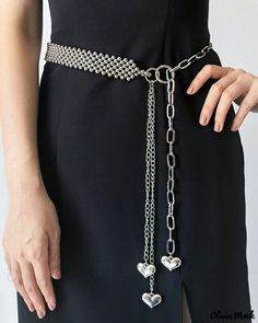 Color: silver, Size: One Size Charm Belt, Belt Ideas, Bead Extensions, Bead Heart, Diy Chain, Tassel Belt, Vintage Type, Style Upgrade, Chain Belt