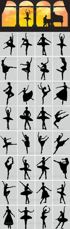 the silhouettes of people in different poses