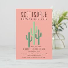 Desert Cactus Scottsdale Bachelorette Invitation Scottsdale Bachelorette, Bachelorette Invitation, Bachelorette Invitations, Desert Cactus, Cactus