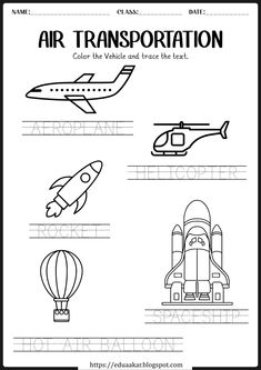 an air transportation worksheet for kids