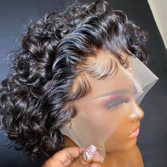 Pixie Cut Wig Short Bob Curly Lace Frontal Human Hair Wig Transparent Front Lace Wig For Women Deep Wave Cheap Human Hair Wig Kręcony Bob, Bob Riccio, Kort Bob, Style Bob, Cheap Human Hair Wigs, Short Curly Pixie, Curly Lace Frontal, Curly Bob Wigs, Curly Pixie