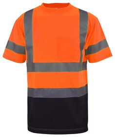 PRICES MAY VARY. ✅Bird's- eye knit: 100% Polyester Force Fabric Wicks Away Moisture For Comfort ✅Sewn-On Premium Reflective Striping ✅Pocket on Left Chest, Short & Long Sleeve in Lime Yellow and Neon Orange ✅Machine Wash with Cold Water ✅ANSI II Class 3, ANSI/ISEA 107-2017 Compliant Recommended for highways, utility and emergency work. Meets ANSI/ISEAI 107-2010. Reflective striping for day/night visibility in a comfortable polyester T-shirt. Left chest pocket. Polo Shirt Colors, Black Bottom, Orange Shorts, Short Long, Branded Shirts, Mixing Fabrics, Birds Eye, Black Bottoms, Work Shirts