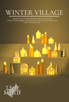 an image of a winter village with lights