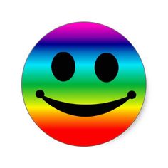 a rainbow colored smiley face with two eyes and one smile on it's face