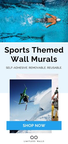 an advertisement for sports themed wall murals