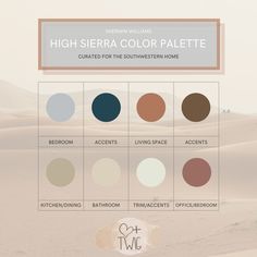 the color palettes for high sierra color palette are shown in different shades and sizes