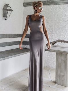 SALE 20% OFF Silver Gray Shiny With Cut Out Details Open Back Maxi Dress  - #95023 Party Dress With Cutout Back, Sleeveless Bodycon Elastane Maxi Dress, Elastane Dress With Cutout Back For Night Out, Sleek Solid Bodycon Dress With Elastane, Sleek Fitted Maxi Dress In Elastane, Fitted Scoop Neck Chic Maxi Dress, Fitted Maxi Dress With Cutout Back For Night Out, Sleek Fitted Maxi Dress Made Of Elastane, Chic Fitted Scoop Neck Maxi Dress