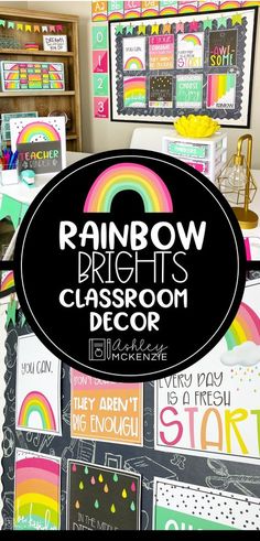 rainbow classroom decor with the words rainbow on it