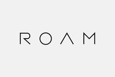 the word roam written in black on a white background