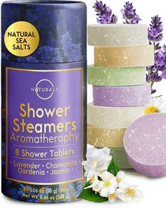 PRICES MAY VARY. 4 Calming Floral Aromas For Deep Relaxation - Come home feeling tired? After a long day, unwind and escape into a peaceful oasis with O Naturals mood-boosting shower steamers aromatherapy infused with 4 delightful floral scents: Lavender, Chamomile, Jasmine, and Gardenia. Breathe Easy with Natural Sea Salts - Our shower bombs contain natural sea salts. Breathe in the sea salt steam from the shower tablets. Long-Lasting Aromatic Experience - Enjoy an indulgent aromatherapy with o Shower Aromatherapy, Shower Tablets, Natural Showers, Aromatherapy Gifts, Relax Spa, Shower Steamers, Unique Gifts For Women, Deep Relaxation, Spa Gifts