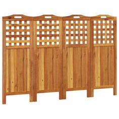 a wooden fence with lattices on the top and bottom panel, set against a white background