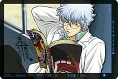 an anime character is reading a book