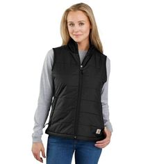 Women's Puffer Vest - Relaxed Fit - Rain Defender® | REG Womens Carhartt Vest, Blackberry Color, Southern Pine, Womens Puffer Vest, Pine Design, Wet Weather, Hold Ups, Range Of Motion, Puffer Vest