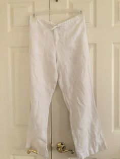 Gap Size 2 White Tie Waist 100% Linen Pant Women Stylish Modern  Inseam 29 inches  Waist 16 inches side to side 100% Linen Lining: 100% cotton White High Waist Linen Bottoms, White Linen High-waist Bottoms, White High-waisted Linen Pants, High-waisted White Linen Wide Leg Pants, White High-waist Linen Wide Leg Pants, Pant Women, Linen Pant, Side To Side, Linen Pants Women