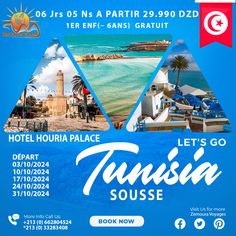 an advertisement for a hotel in turkey with pictures of the beach and hotels on it