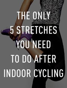 a woman holding an umbrella with the words, the only 5 stretches you need to do after indoor cycling