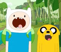 finn and finn from adventure time standing next to each other