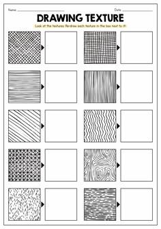 a drawing texture chart with different lines and shapes