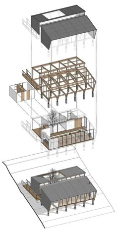 an architectural drawing shows the different sections of a building that are connected to each other