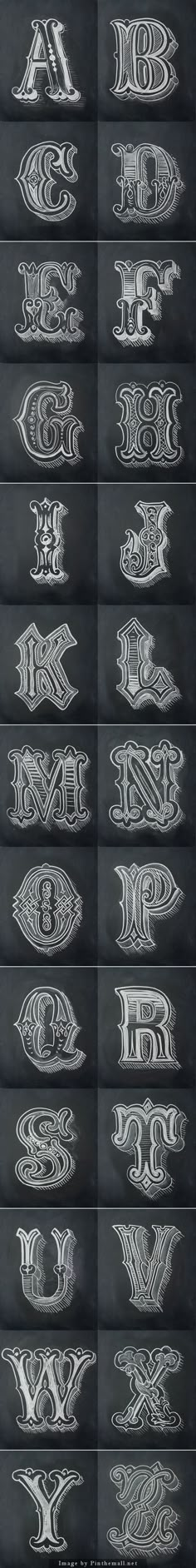 many different types of metal letters and numbers on a black background, all in various styles