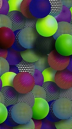 an image of colorful balls in motion on a black and white background with checkered squares