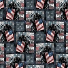 a black dog with an american flag on it's chest