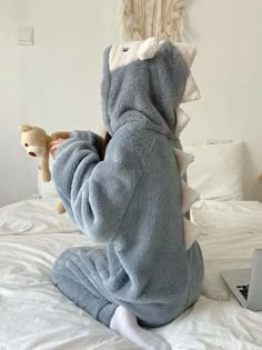 Super Soft One Piece Dinosaur Hoodie Pajamas Warm Comfy - Etsy Cute Pajama Sets For Women, Cute Onesies For Women, Comfy Sleeping Outfits, Cute Pijamas, Onesies For Women, Sleeping Outfits, Hoodie Pajamas, Comfort Items, Dinosaur Hoodie