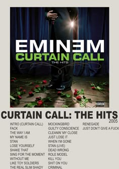 the poster for emin3m's curtain call, which features an image of a