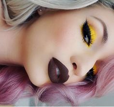 Yellow shadow Yellow Eyeshadow Looks, Warrior Paint, Fall Winter Hair Color, Yellow Eyeshadow, Liquid Matte Lipstick, Melt Cosmetics, Cake Face, Face Beat