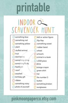 printable indoor scavenger hunt for kids