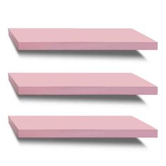 three pink shelfs are shown against a white background