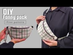 two women are holding small purses with the words diy fanny pack free pattern