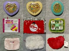 This is a list of the vintage items including bags, pouches, and mirror cases. 1. Vintage Purple Pony Swimmer Compact Mirror Case 2. Vintage Yellow Teddy Bear Swimmer Compact Mirror Case 3. Vintage Teal Poodle Swimmer Compact Mirror Case 4. Gummy-Aid Coin Purse 5. Glico Bisco Clear Carry Bag 6. Kirarin Revolution Ciao Furoku Clear Pouch 7. Kirarin Revolution Ciao Furoku Pink Fur Handbag 8. Love&Berry White Fur Handbag 9. Red Fur Heart-shaped Purse Kirarin Revolution, Yellow Teddy Bear, Fur Handbag, Fur Handbags, Mirror Case, Red Fur, Retro Girls, Pink Fur, White Fur