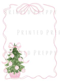 a christmas tree with pink bows and ribbons on it's side, in front of a white background