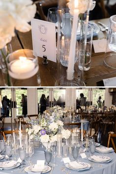 there are two pictures of the same table setting